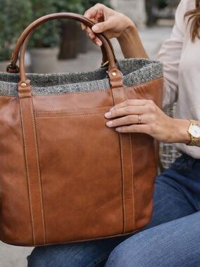 Cole Haan Logan Leather Tote Brown Large Work Bag NWT